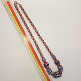 Chevron and White Heart Venetian Beads African Glass Beads Necklace #NC-103